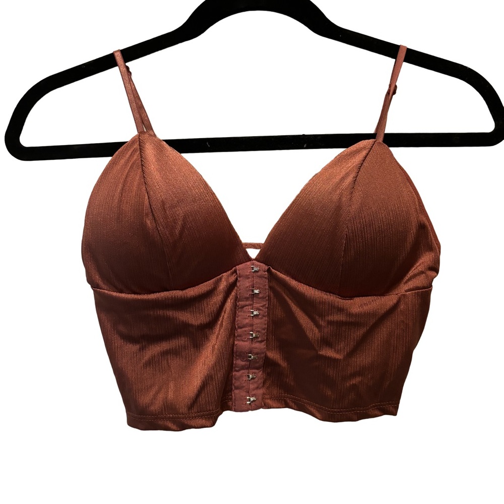 Bozzolo Rust Crop Bra Corset Clasp Top